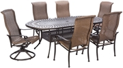 Alfresco Naples Wicker Dining Height Set With 87" Oval Cast Aluminum Table And 2 Dining Swivel Rockers And 4 Dining Arm Chairs