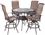 Alfresco Naples Bar Height Set With 42" Round Cast Aluminum Table And 4 Bar Height Swivel Arm Chairs