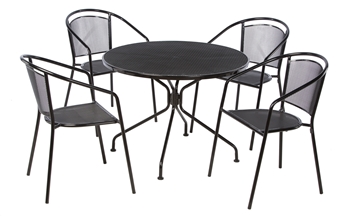 Alfresco Martini Café Dining Set With Table And 4 Chairs-Black Patent Finish
