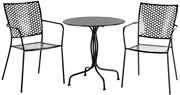 Alfresco Martini 3 Piece Bistro Set In Black Finish With 27.5" Round Bistro Table And 2 Stackable Bistro Chairs