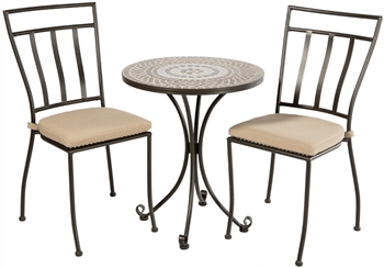 Alfresco Tremiti Mosaic 3 Piece Bistro Set With 24" Round Bistro Table And 2 Bistro Chairs