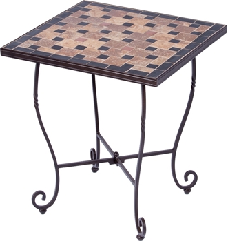 Alfresco Recco 20" Square Ceramic Mosaic Outdoor Side Table with Tile Top and Base