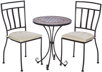 Alfresco Dublin 3 Piece Bistro Set With 24" Round Ceramic Top Bistro Table and 2 Bistro Chairs