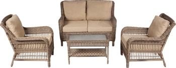 Cotswold All Weather Wicker Deep Seating Conversation Set with Cushions