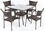 Alfresco Tutto All Weather Wicker Set With 36" Square Dining Table And 4 Dining Arm Chairs