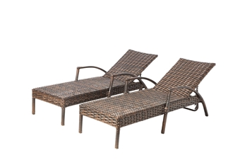 Alfresco Set Of 2 Everwoven All Aluminum Frame Wicker Adjustable Back Chaise Lounges