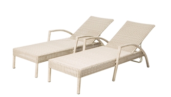 Alfresco Set Of 2 Everwoven All Aluminum Frame Wicker Adjustable Back Chaise Lounges Whip Finish