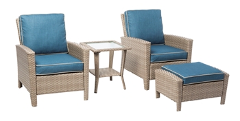 Alfresco Siesta 4 Piece Aluminum Frame/All Weather Wicker Deep Seating Lounge Set With Cushions