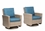 Alfresco Set of 2 Siesta Deep Seating Aluminum Frame/All Weather Wicker Swivel Rockers with Cushions 