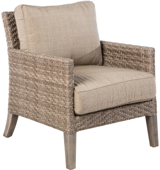 Alfresco Cornwall Woven Wood Deep Seating Lounge Chair With Sunbrella Cast Shale Cushion