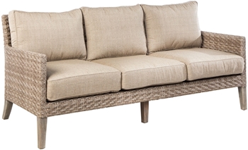 Alfresco Cornwall Woven Wood Deep Seating Sofa With Sunbrella Cast Shale Cushion