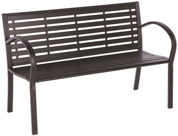 Alfresco Wicklow Garden Bench with Powder Coated Frame and Resin Seat and Back Black Frame and Slats