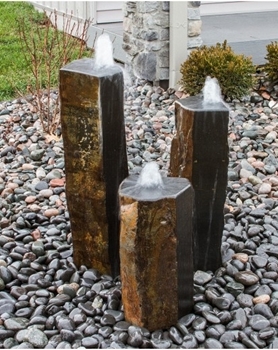 AquaBella Triple Polished Top & 1 Side Basalt Fountain Kit